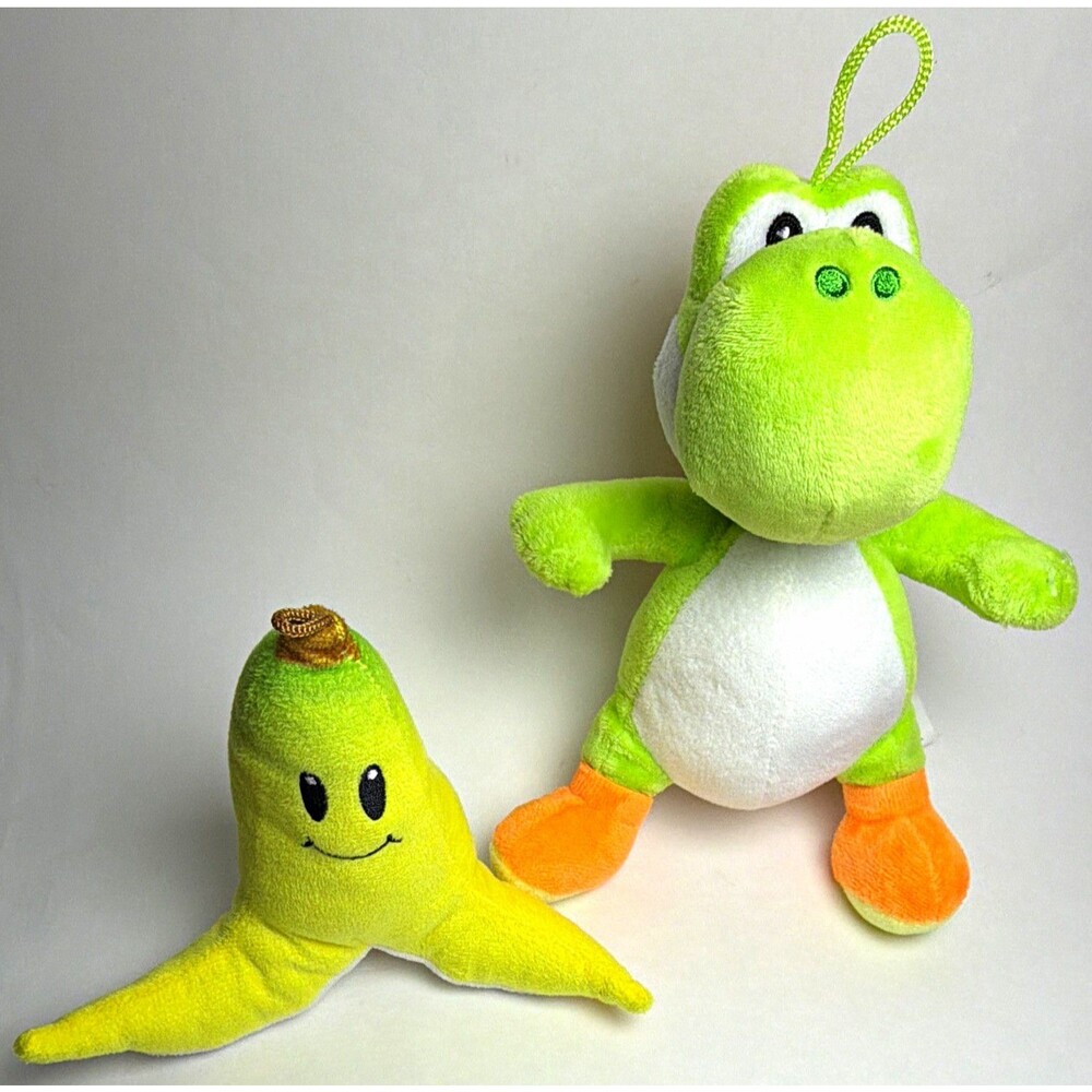 Nintendo Super Mario Green Yoshi Plush Doll With Hanging Loop  & Banana